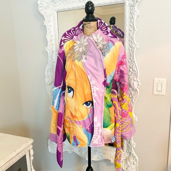 SALE TINKERBELL Neverland Handmade Reconstructed Comforter Belted Jacket - Picture 5 of 8